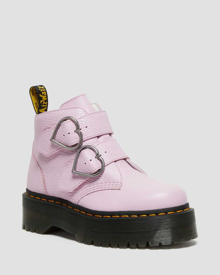 Dr. Martens Devon Heart Kožené Damske Čižmy na Platforme - Ruzove Lavendel [OUBAM5903]